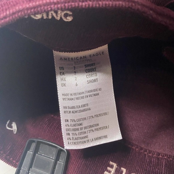 American Eagle Super Stretch Skinny Jeans Corduroy Sz 2 short Wine Purple - Picture 7 of 10